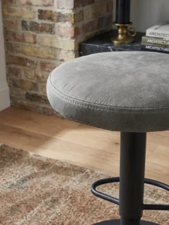 Barhocker – Grau, Wildlederoptik, höhenverstellbar, ohne Lehne, 58–79 cm, Stoff/Metall, 100kg ^ KADIMA DESIGN Hot