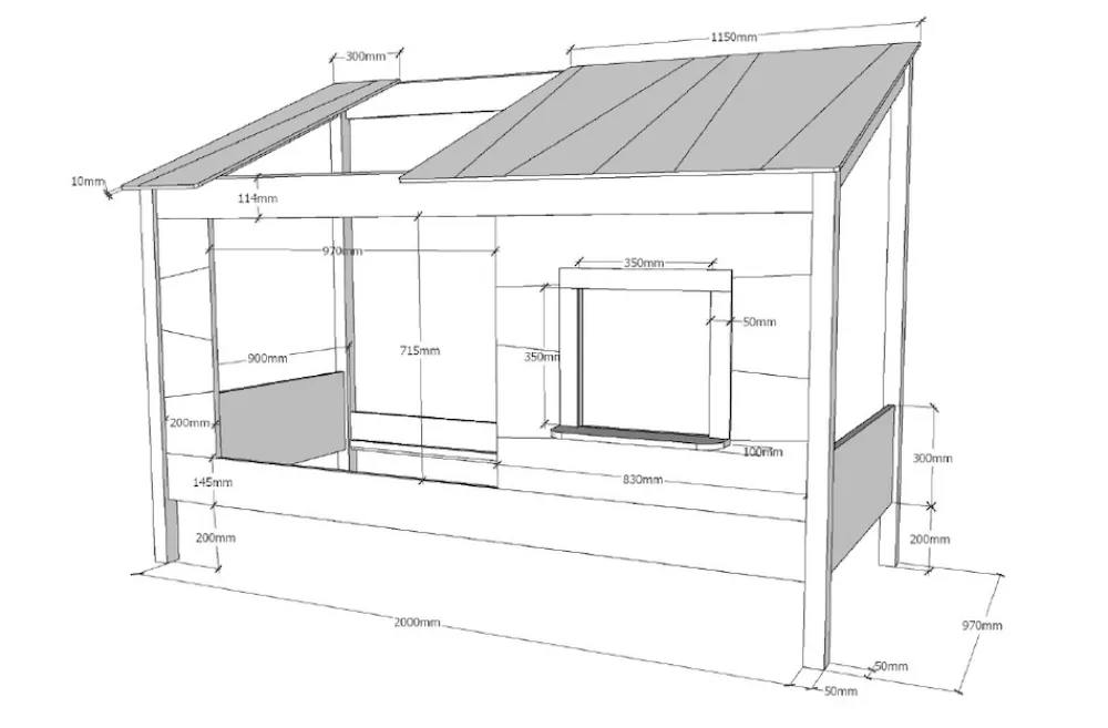 Baumhaus Bett 90 x 200 cm Liegefläche ^ vipack Hot