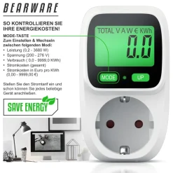- Energiekostenmessgerät Stromkostenmessgerät Stromverbrauchszähler - Standby Verbrauchsmessung ab 0,2W - effektive Kostenüberwachung - 3680W ^ BEARWARE Discount