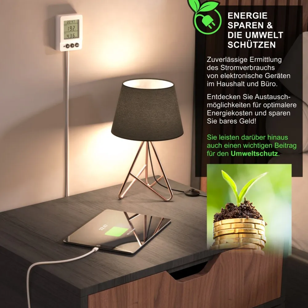 Energiekostenmessgerat digital, Strommessgerat, kabelgebundenes seperates Display, 3680 Watt, Stromverbrauchszahler, Stromzahler fiir die Steckdose, LED beleuchtet ^ BEARWARE