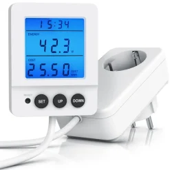 Energiekostenmessgerat digital, Strommessgerat, kabelgebundenes seperates Display, 3680 Watt, Stromverbrauchszahler, Stromzahler fiir die Steckdose, LED beleuchtet ^ BEARWARE
