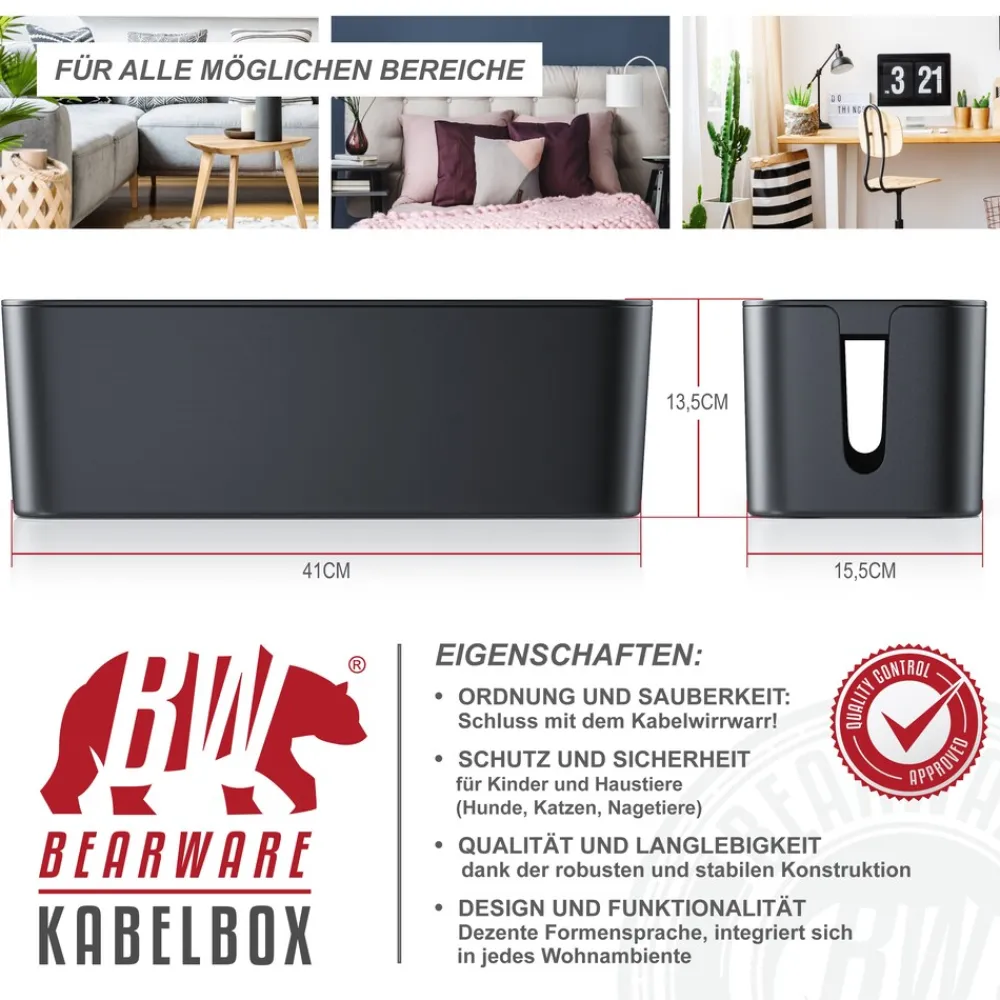 BEARWARE Kabelbox mit Gummifüßen - Kabelmanagement / dezente Optik / Ladebox Sale