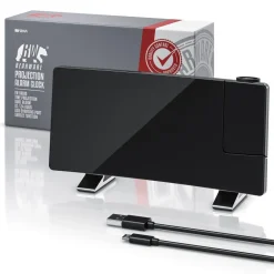 Brandson Bearware Projektionswecker Dimmer, 15 FM Radiospeicher, große blaue Ziffern, Snooze 5-60 min. Projektions Radio Wecker digital, 7 Tasten, 2 Weckalarme, USB Kabel Hot