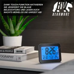 BEARWARE Reisewecker mit Netzteil & Akku, Musikfunktion, Temperaturanzeige, Schlummerfunktion, kompakt Best