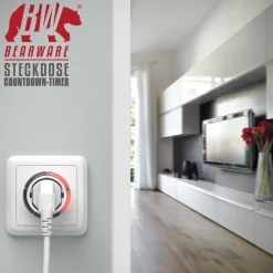 BEARWARE Steckdose mit Countdown Timer Zeitschaltuhr mit 5 einstellbaren Zeitintervallen New