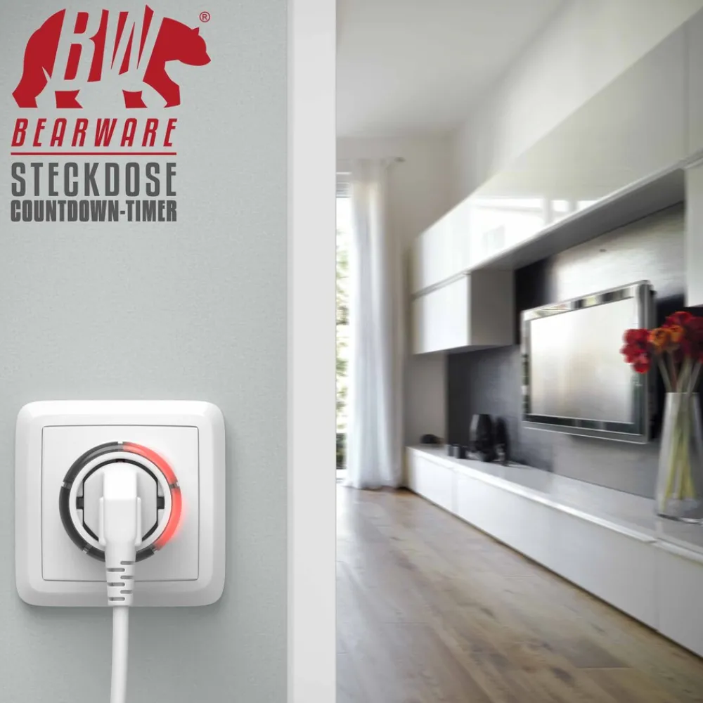 BEARWARE Steckdose mit Countdown Timer Zeitschaltuhr mit 5 einstellbaren Zeitintervallen New
