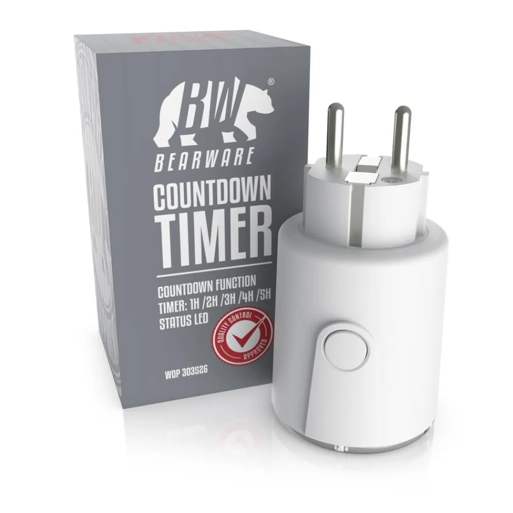 BEARWARE Steckdose mit Countdown Timer Zeitschaltuhr mit 5 einstellbaren Zeitintervallen New