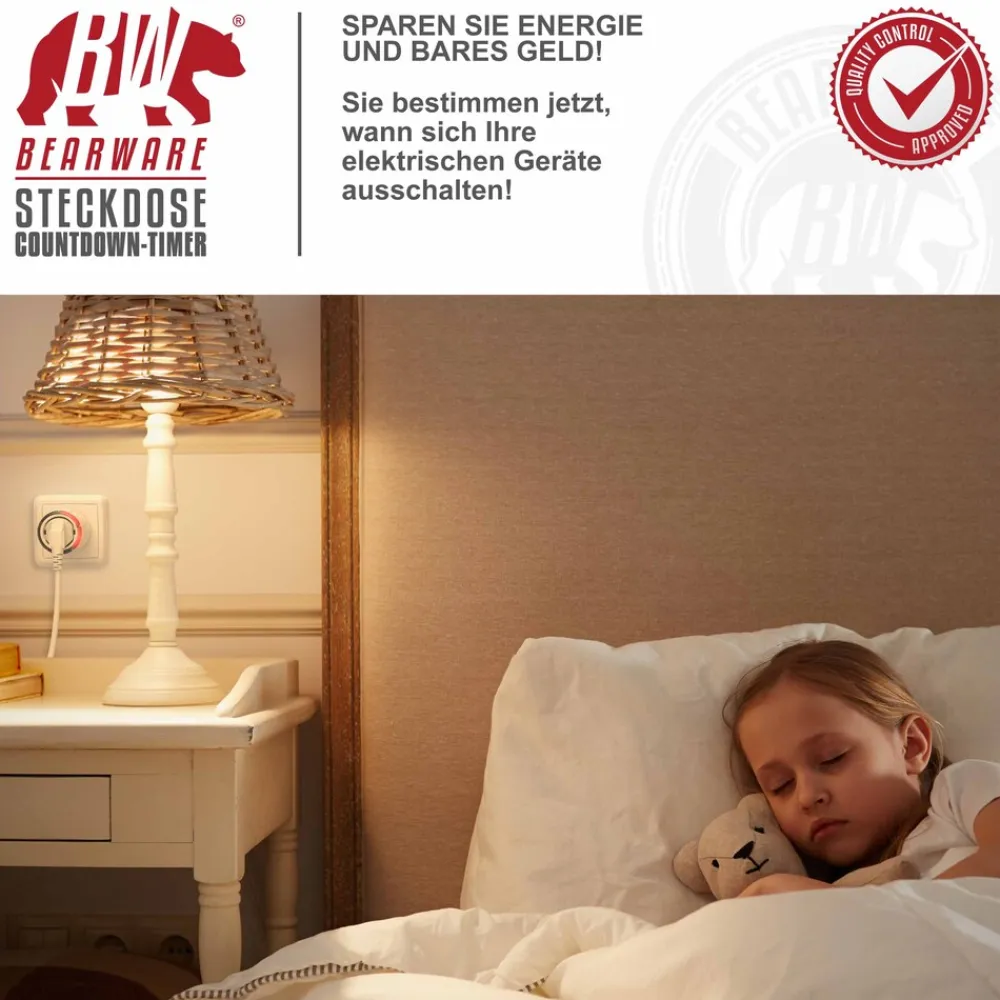 BEARWARE Steckdose mit Countdown Timer Zeitschaltuhr mit 5 einstellbaren Zeitintervallen New