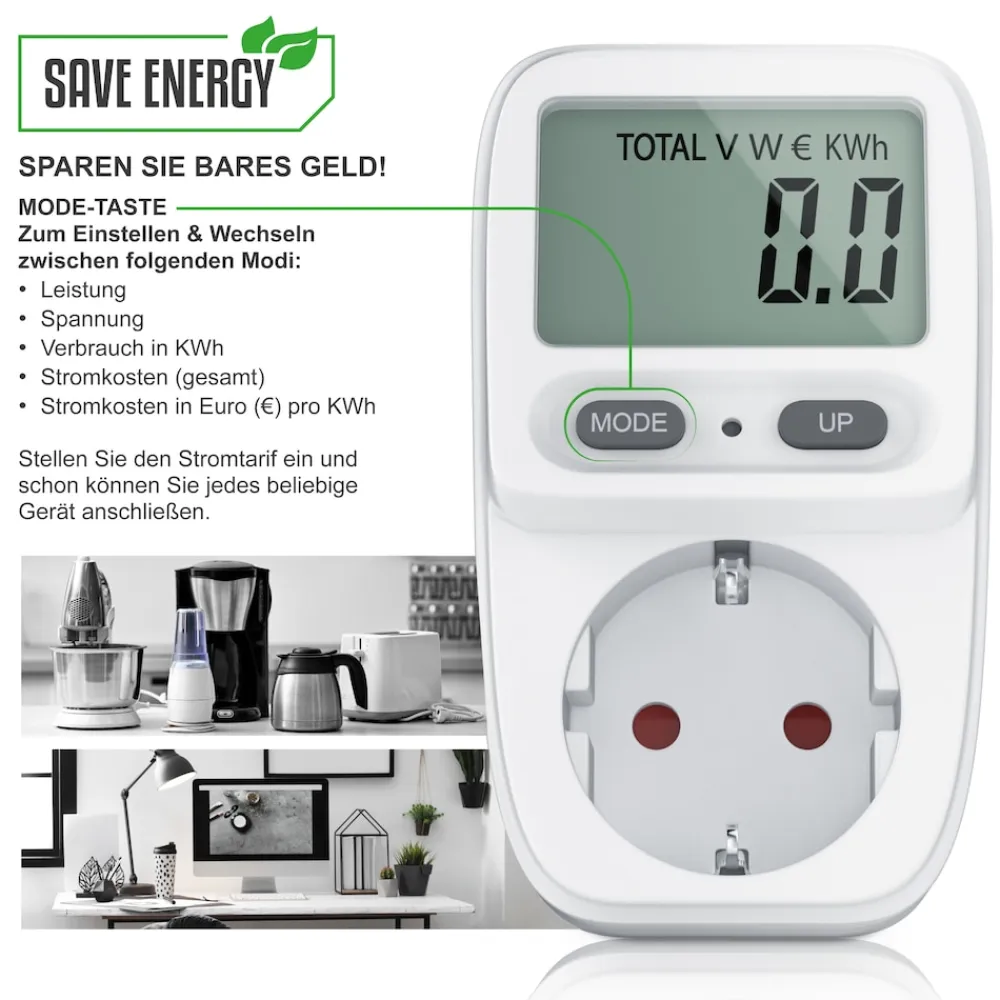 Stromverbrauchszähler mit Kindersicherung Power Meter Energiekostenmessgerät ^ BEARWARE Best