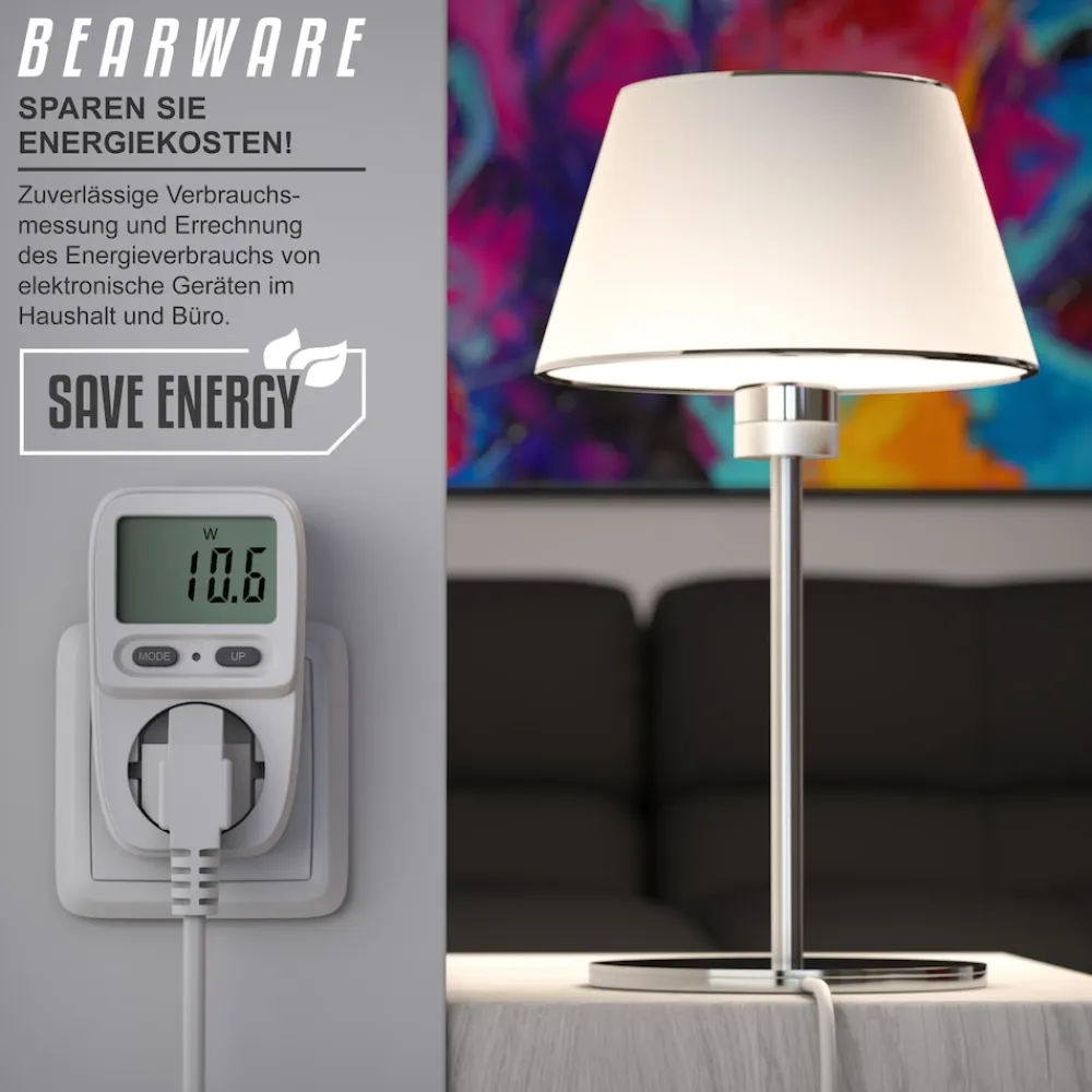 Stromverbrauchszähler mit Kindersicherung Power Meter Energiekostenmessgerät ^ BEARWARE Best