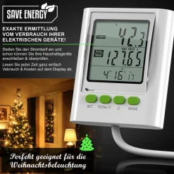 Stromverbrauchszähler mit Kabelverlängerung - Energiekostenmessgerät ^ BEARWARE