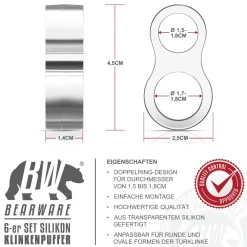 BEARWARE Türklinkenpuffer Twin 6er Set Türgriffpuffer, Türstopper, Stoßfänger 25 x 45 mm Online
