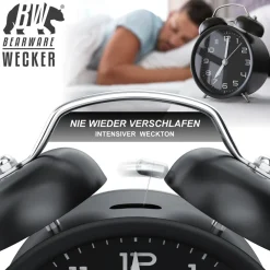 Wecker analog, laut, ohne Ticken, Retro-Design ^ BEARWARE Outlet