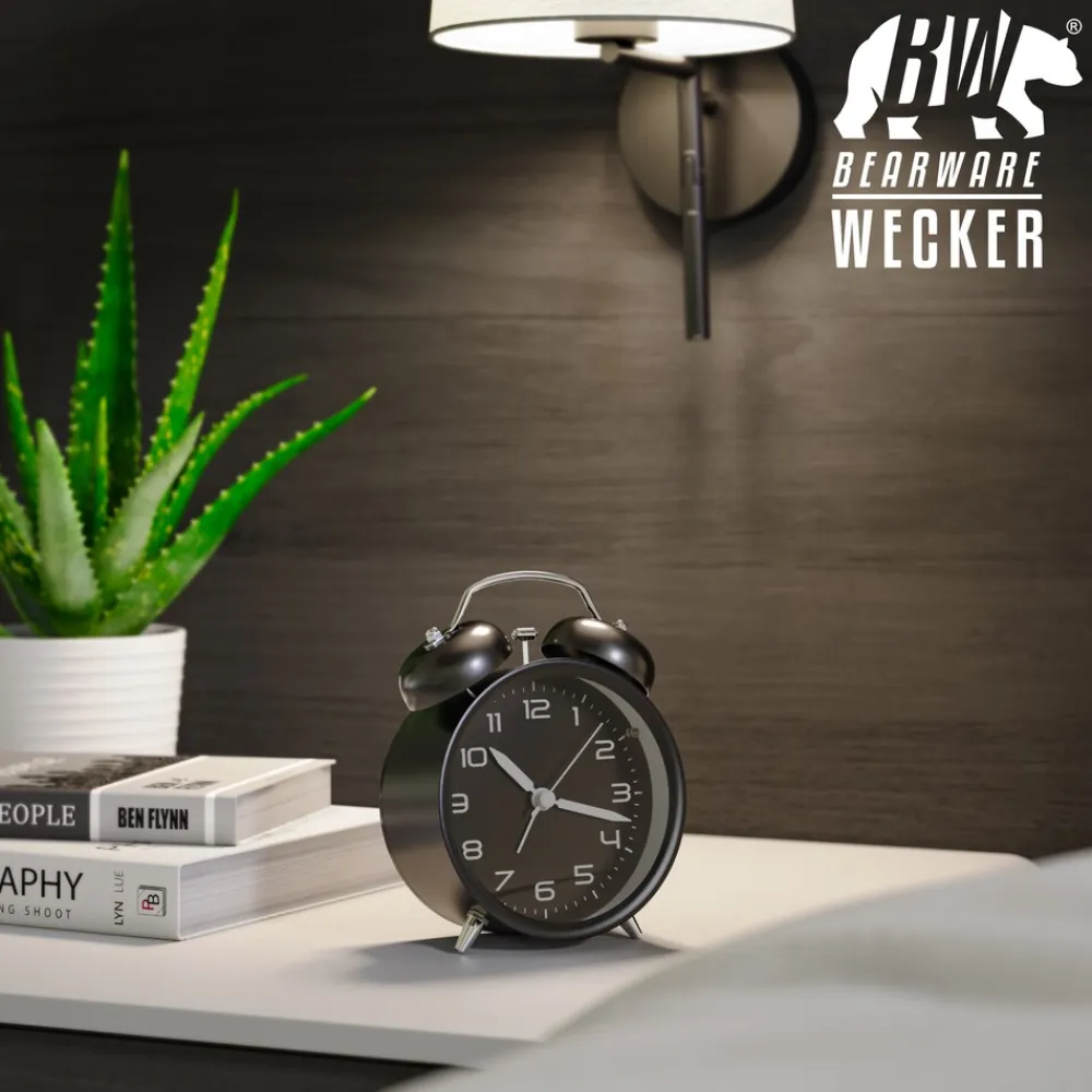 Wecker analog, laut, ohne Ticken, Retro-Design ^ BEARWARE Outlet