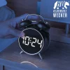 Wecker Digital, rund, Lichtring, Retro, lauter Glockenalarm für Tiefschläfer Einfache Bedienung, Zeit und Datum, Beleuchtet, ohne Ticken, Vintage ^ BEARWARE Clearance