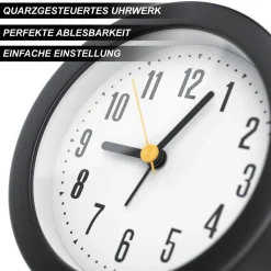 Wecker rund, lautes Klingeln, gro8es Ziffernblatt, ohne Ticken Batteriebetrieb, einfache Bedienung, Klang, retro, seniorentauglich ^ BEARWARE Online