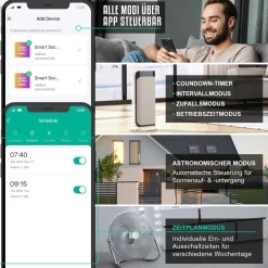 WLAN-Steckdose 2,4 Ghz WiFi Fernsteuerung per Smart life App, Sprachsteuerung, Countdown Timer, Ein und Ausschalttimer, Intervallmodus, Zeitschaltuhr ^ BEARWARE