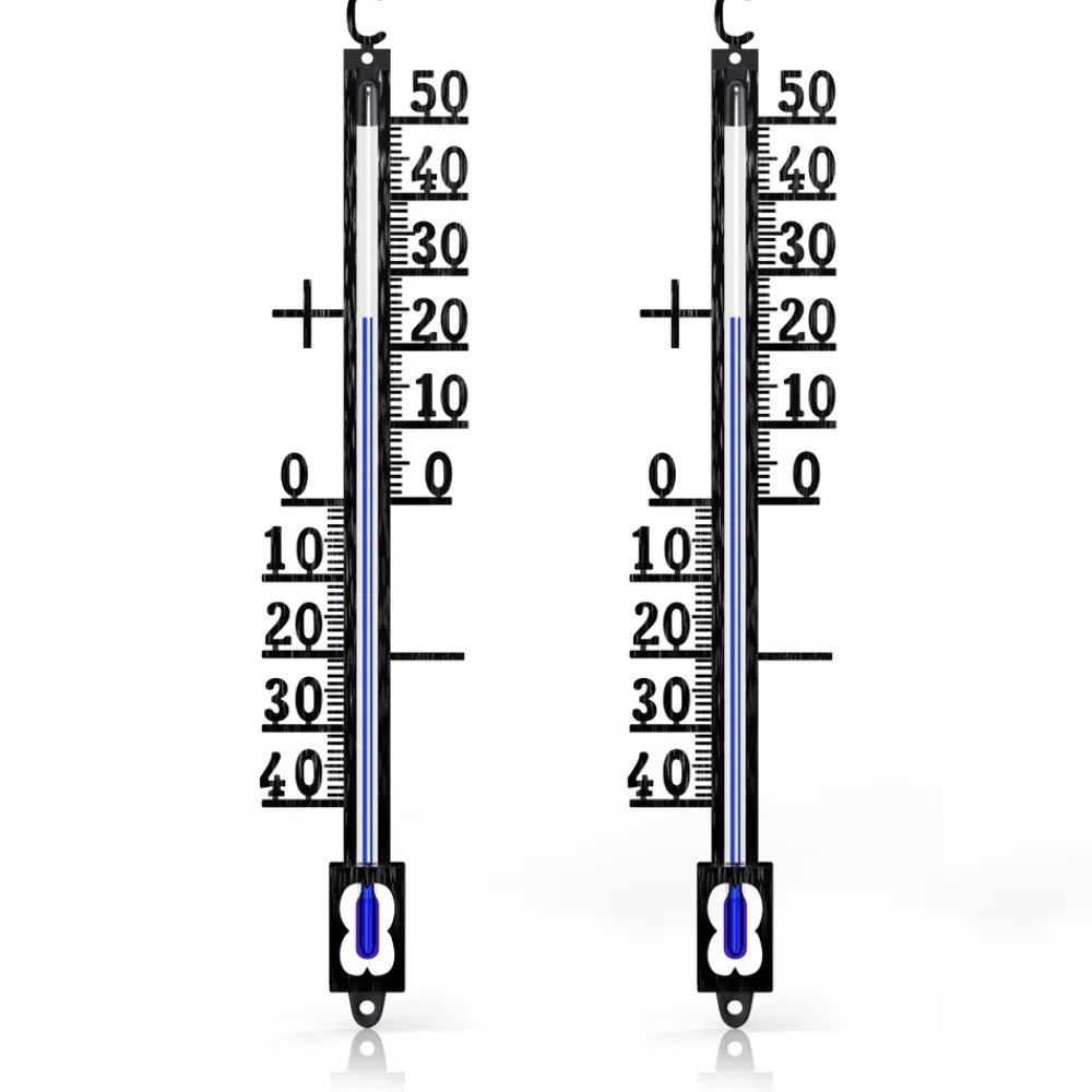 2x Analoges Thermometer aus Metall, wetterfest Außenwetterstation (Messbereich -40° bis +50° C – klassisches Design) ^ BEARWARE Clearance