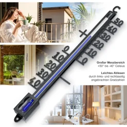 2x Analoges Thermometer aus Metall, wetterfest Außenwetterstation (Messbereich -40° bis +50° C – klassisches Design) ^ BEARWARE Clearance