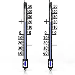 2x Analoges Thermometer aus Metall, wetterfest Außenwetterstation (Messbereich -40° bis +50° C – klassisches Design) ^ BEARWARE Clearance