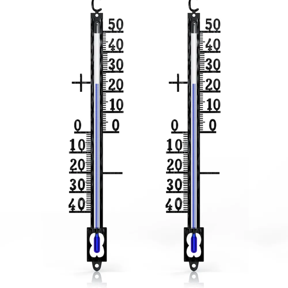 2x Analoges Thermometer aus Metall, wetterfest Außenwetterstation (Messbereich -40° bis +50° C – klassisches Design) ^ BEARWARE Clearance