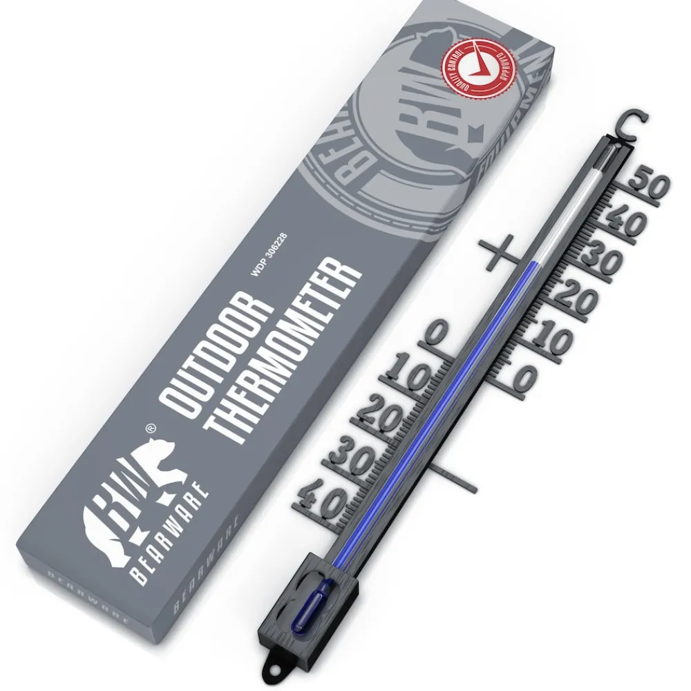 2x Analoges Thermometer aus Metall, wetterfest Außenwetterstation (Messbereich -40° bis +50° C – klassisches Design) ^ BEARWARE Clearance