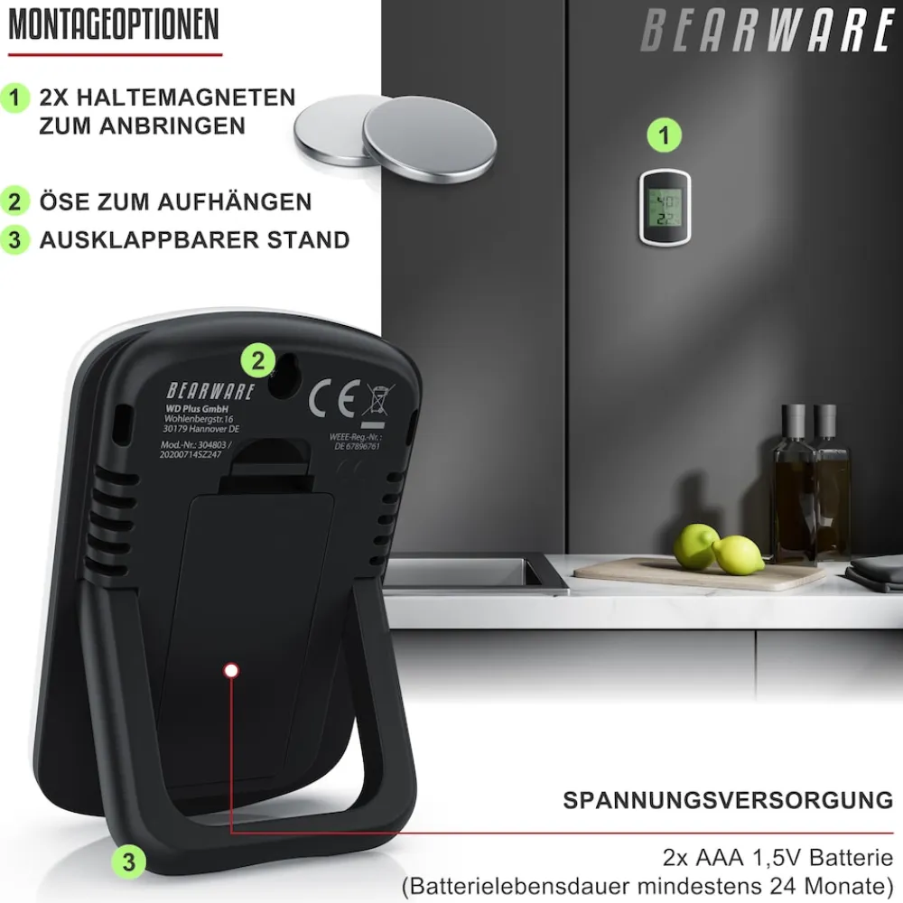 4x Hygrometer, Hygrometer Thermometer, Temperatur & Luftfeuchtigkeit Messgerät ^ BEARWARE Outlet