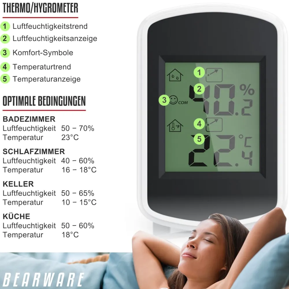 4x Hygrometer, Hygrometer Thermometer, Temperatur & Luftfeuchtigkeit Messgerät ^ BEARWARE Outlet