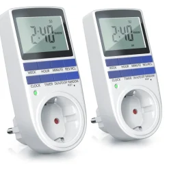 BEARWARE 2x Zeitschaltuhr, digital, 2,1" LCD-Display, max. 3680W, 10 Programme, Zufallsschaltung Sale