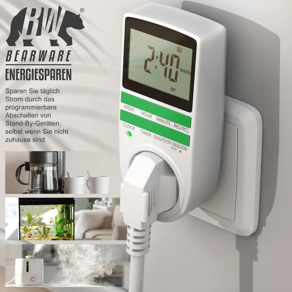 4x Zeitschaltuhr, digital, programmierbar, LCD Display, Steckdosen Timer, max. 3680W ^ BEARWARE Best