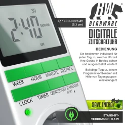 4x Zeitschaltuhr, digital, programmierbar, LCD Display, Steckdosen Timer, max. 3680W ^ BEARWARE Best