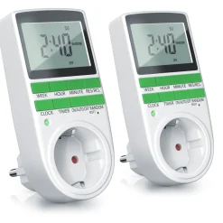 BEARWARE 2x Zeitschaltuhr, digital, programmierbar, LCD Display, Steckdosen Timer, max. 3680W New