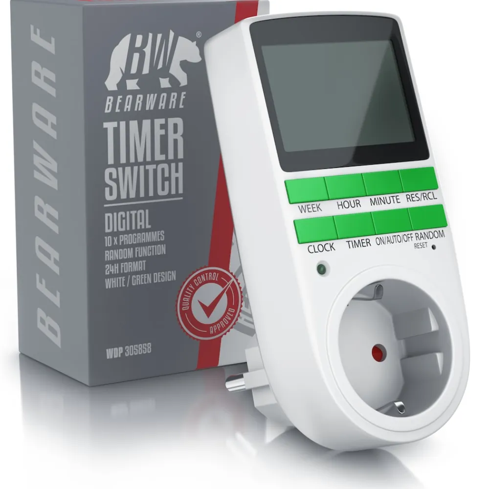 BEARWARE 2x Zeitschaltuhr, digital, programmierbar, LCD Display, Steckdosen Timer, max. 3680W New