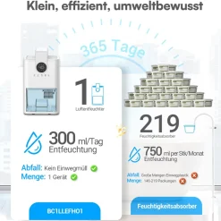 Mini-Luftentfeuchter mit 1 Liter Wassertank BC1LLEFHO1 ^ Be Cool