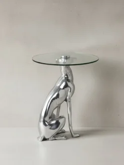 Beistelltisch – Aluminium Silber Figur Hund ^ KADIMA DESIGN Sale