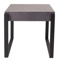 MCW Beistelltisch -L53, Kaffeetisch Nachttisch Loungetisch Couchtisch, Metall 51x50x54cm ~ Marmor-Optik grau Discount