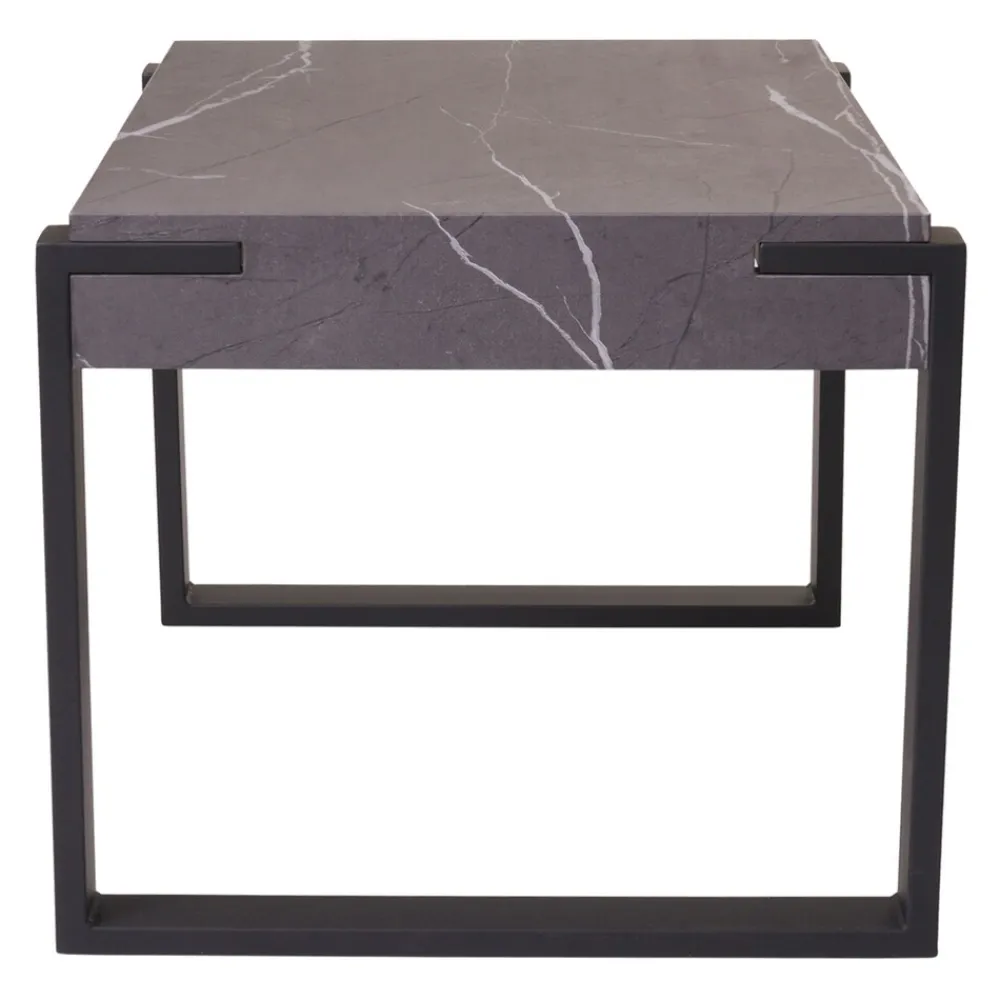 MCW Beistelltisch -L53, Kaffeetisch Nachttisch Loungetisch Couchtisch, Metall 51x50x54cm ~ Marmor-Optik grau Discount