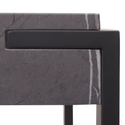 MCW Beistelltisch -L53, Kaffeetisch Nachttisch Loungetisch Couchtisch, Metall 51x50x54cm ~ Marmor-Optik grau Discount