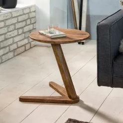 Beistelltisch – Rund Massivholz Natur 45x45 cm Landhaus ^ KADIMA DESIGN