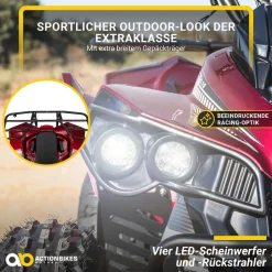 Actionbikes Motors Benzin-Jugend-Quad S-10, 125ccm, ATV, Gepäckträger, Not-Aus-Leine, Halbautomatik, Scheibenbremse Metallic/Rot Sale
