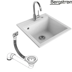 Bergström Granit Spüle Küchenspüle Einbauspüle Spülbecken 490x500mm Weiß New