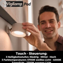Best Direct ® Wandleuchte - schwenkbare Leselampe, Akku, USB Vigilamp POD weiß Online