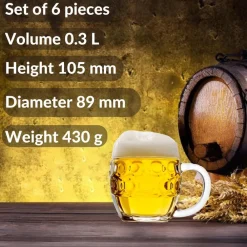 ich-zapfe Bierglas, Bierkrug, Maßkrug, Bierseidel 6er Set Biergläser, Tübinger - 0,3 Liter Online