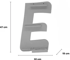 Kinderregal Buchstabe E | hängend für Toniebox und Tonie Figuren | platzsparendes Regal | H. 47 x B. 32 x T. 19 | Wandregal Musikbox und Figuren Aufbewahrung Magneteinsätzen | Aufbewahrungsregal Holz ^ BOARTI Best