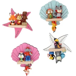 BOARTI Kinderregal Muschel | hängend für Toniebox und Tonie Figuren | platzsparendes Regal | H. 31 x B. 34 x T. 19 cm | Wandregal Musikbox und Figuren Aufbewahrung Magneteinsätzen | Aufbewahrungsregal Holz Blau Online