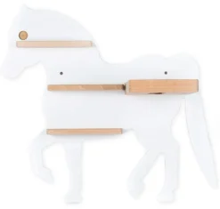 BOARTI Kinderregal Tier Pferd | hängend für Toniebox und Tonie Figuren | platzsparendes Regal | H. 42 x B. 46 x T. 19 | Wandregal für Musikbox Figuren Aufbewahrung Magneteinsätzen | Aufbewahrungsregal Holz Weiß Hot