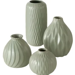 Boltze Vasen Set Zalina 4-teilig grün, Blumenvasen Porzellan lasiert, Deko-Vasen Online