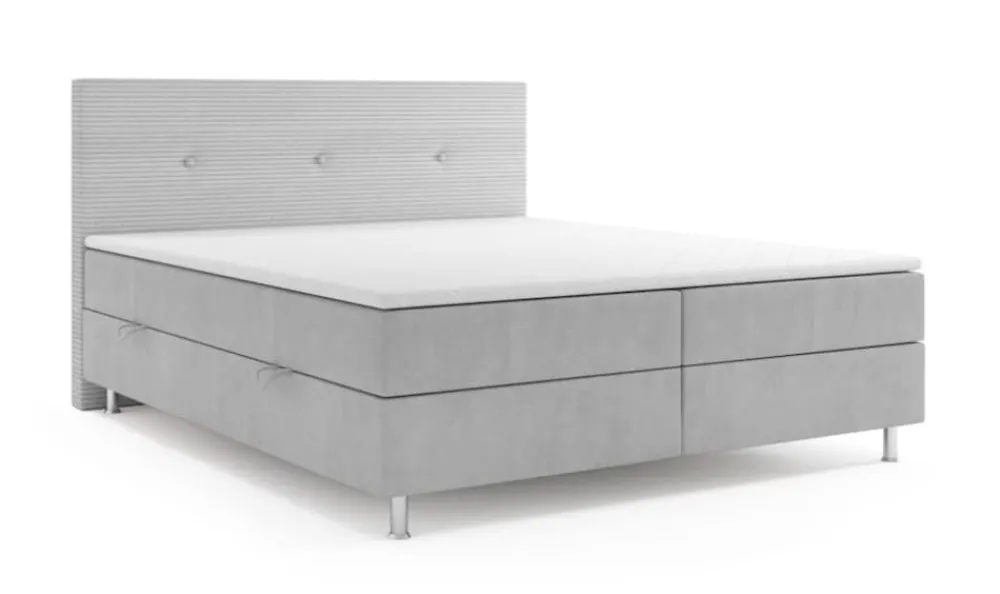 Boxspringbett RIO mit Bettkasten 180 x 200 cm Webstoff Bett Bettkasten Topper - versch. Ausführungen - Grau ^ M-Punkt New