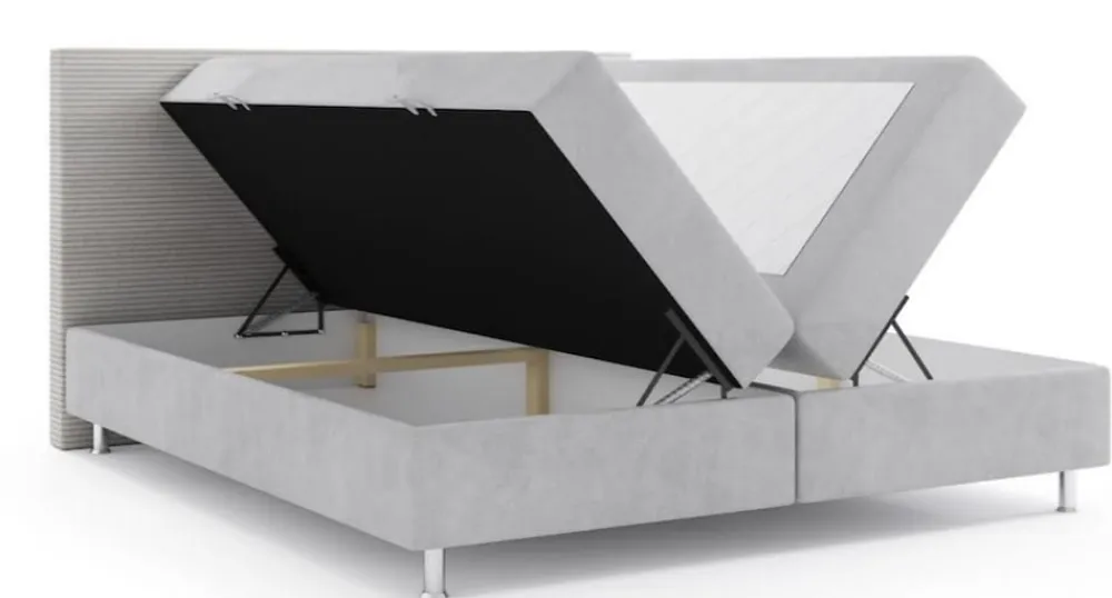 Boxspringbett RIO mit Bettkasten 180 x 200 cm Webstoff Bett Bettkasten Topper - versch. Ausführungen - Grau ^ M-Punkt New