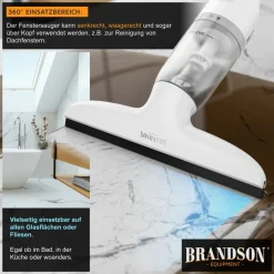 Brandson Akku-Fenstersauger Fensterreiniger inkl. Sprühflasche mit Wischbezug, 28 cm Saugdüse, Laufzeit ca. 30 minuten, für Fenster Duschkabine Spiegel, 2200 mAh Online
